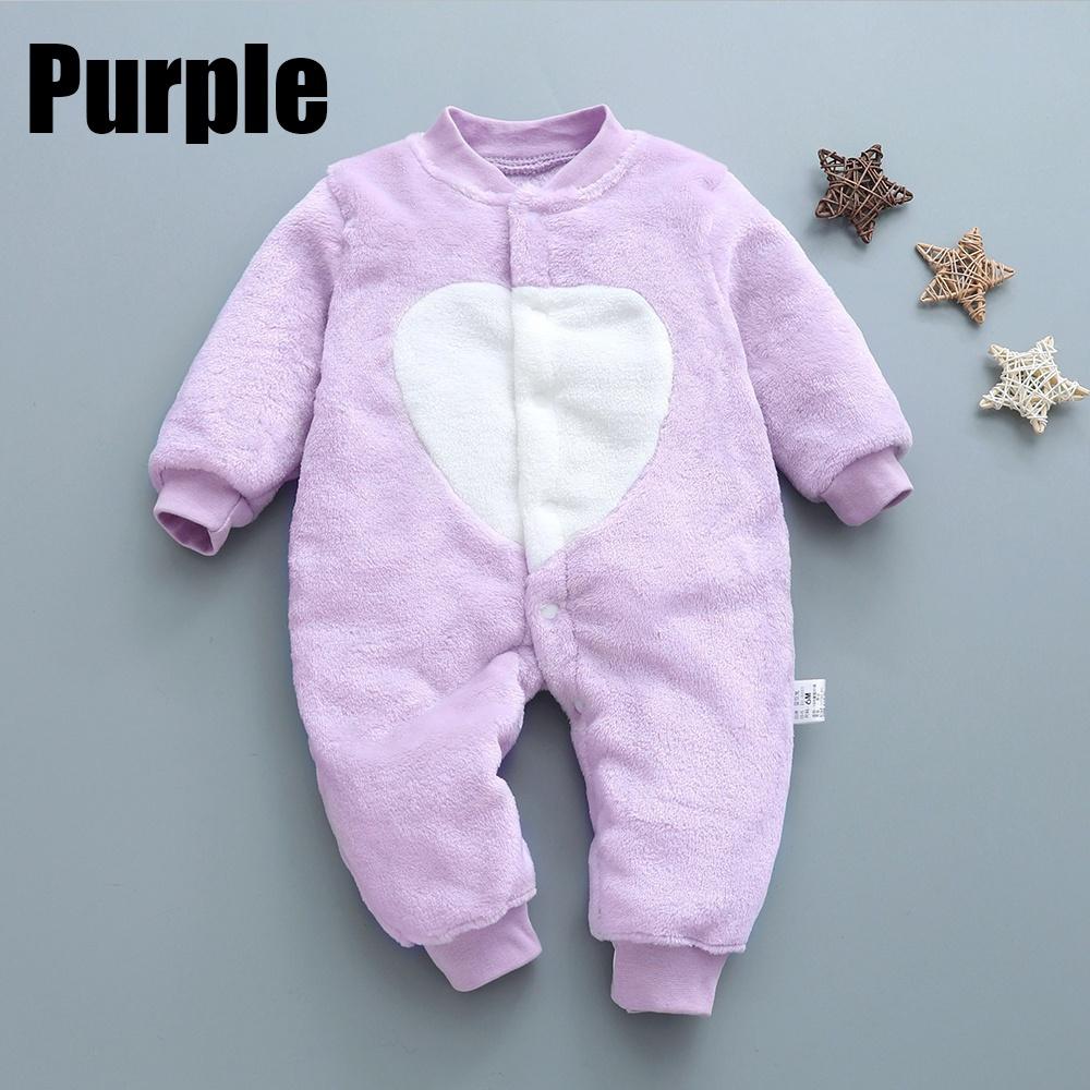 Babykleidung Kleidung Frühling, Herbst und Winter Verdickte Baby-Männer und Frauen Korallenflanell Warme einteilige Kleidung Pyjamas 73cm violett