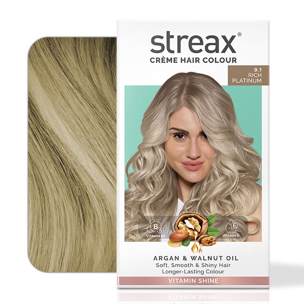 Streax Permanente Haarfarbe 120 ml Packung mit 1 für Frauen 100% Grauabdeckung Reichhaltige Platin-Aschblond-Haarfarbe beige