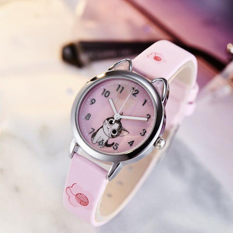 Heiße NEUE Kommen Nette Käse Katze Muster Kinder Uhr Quarz Analog Kind Uhren Für Jungen Mädchen Student Uhr Geschenk feminino rosa