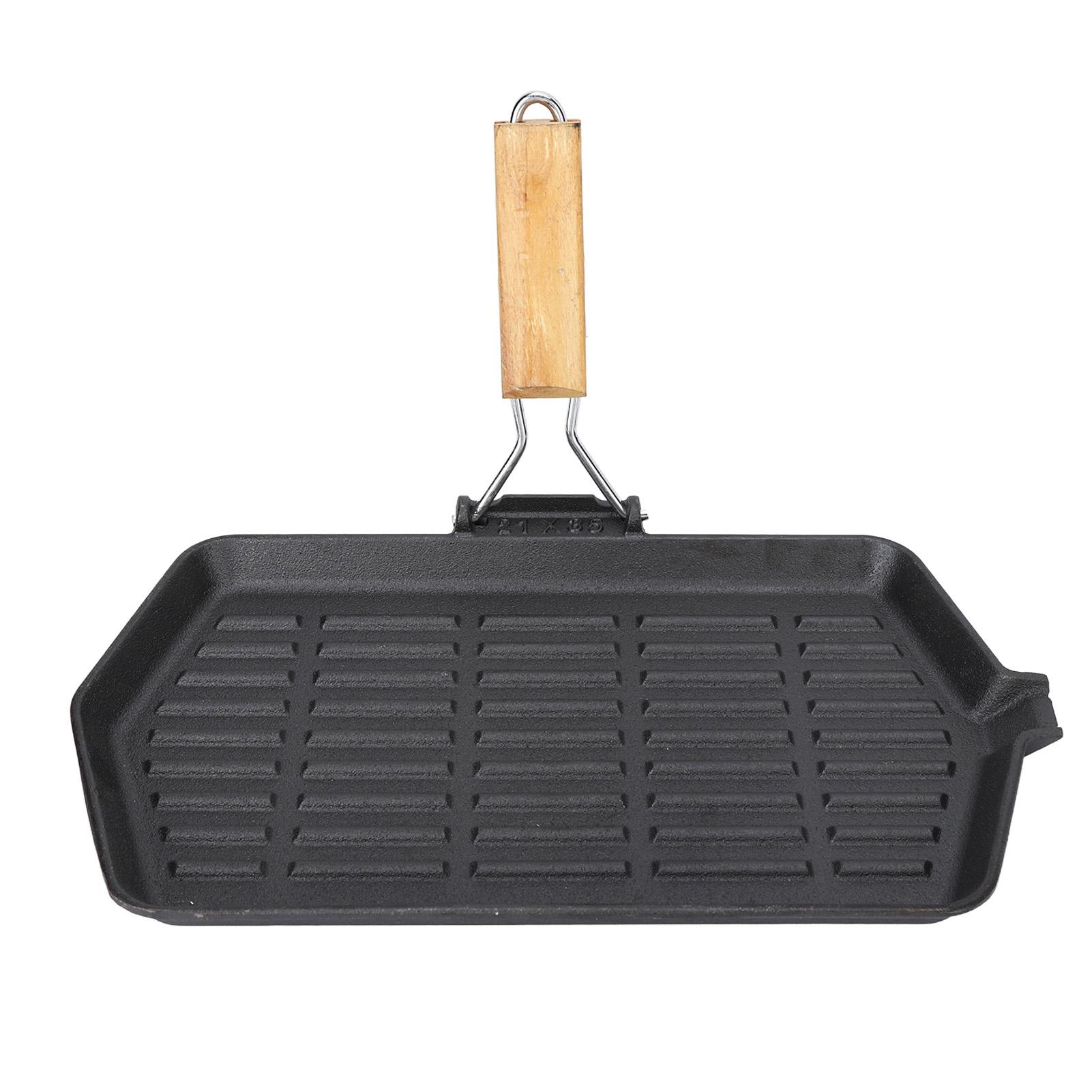 21x35 Grill Pan Haushalt Tragbare Falten Gusseisen Antihaft Sogar Heizung Steak Bratpfanne mit L