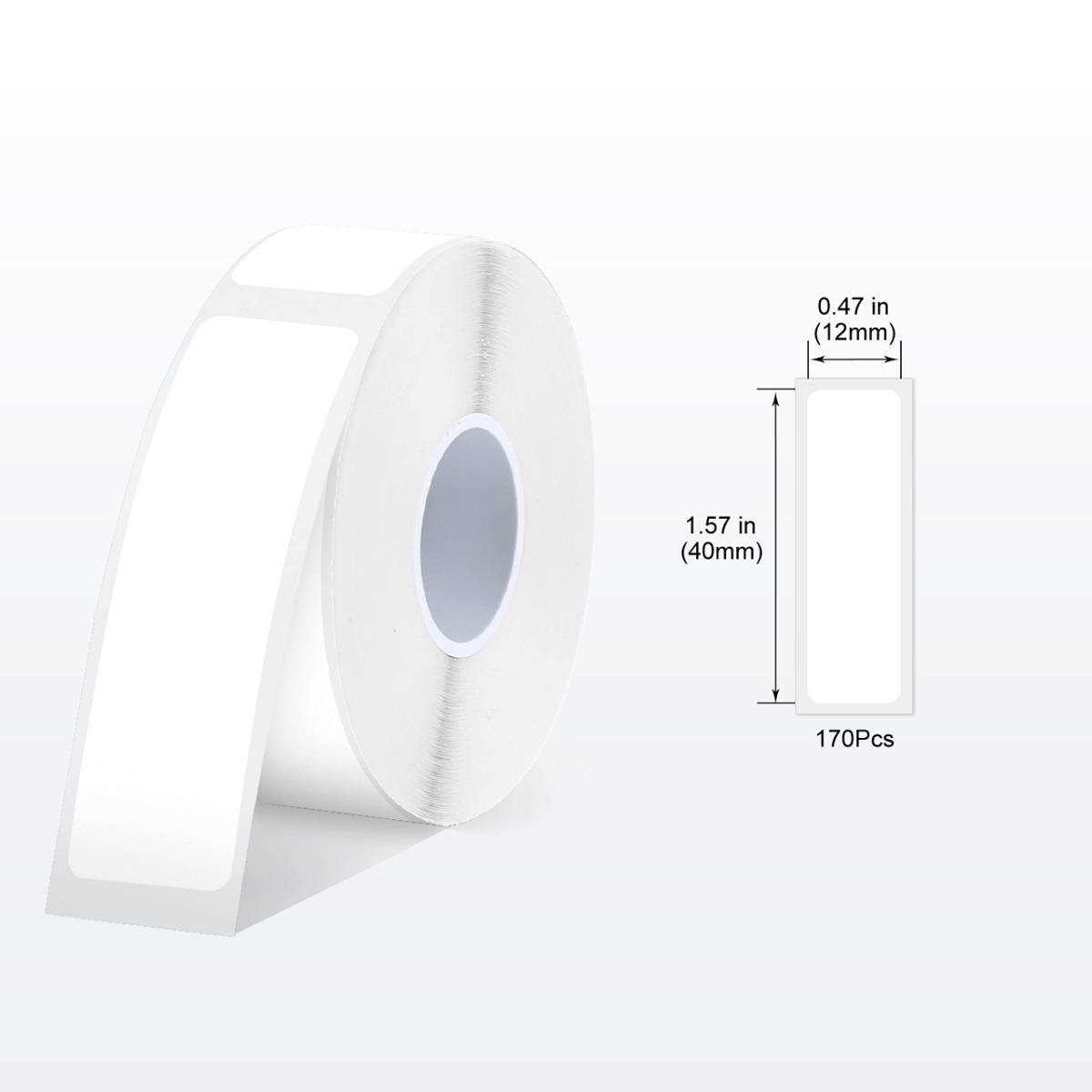 Etikettendrucker-Bänder für Phomemo D30, 12 mm x 40 mm, 15 mm x 30 mm, weißes selbstklebendes Etikettenband, Aufkleber, Thermopapierrolle für Büro- und Haushaltsbedarf