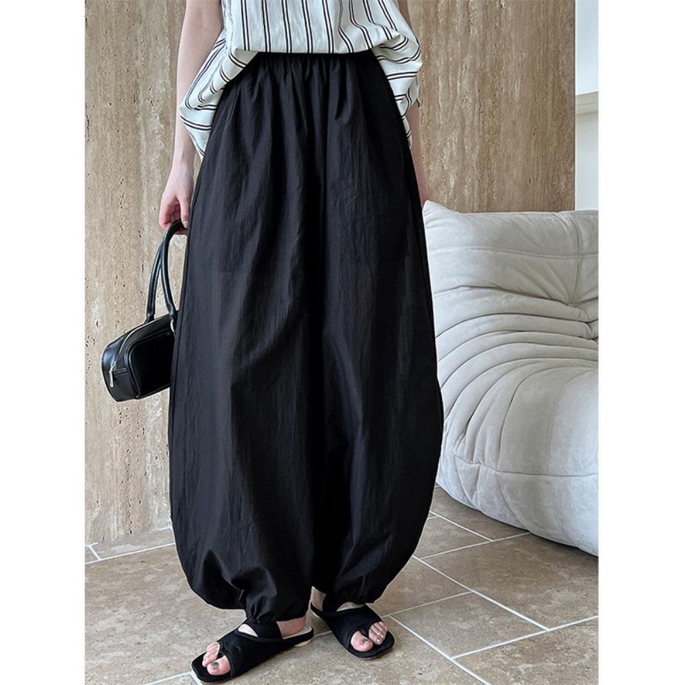 Atmungsaktive Baumwolle~Sommer Neue Weiße Weite Pumphosen Damen Design Weitbein Hose Yamamoto Hose Bequeme Hose 2XL schwarz