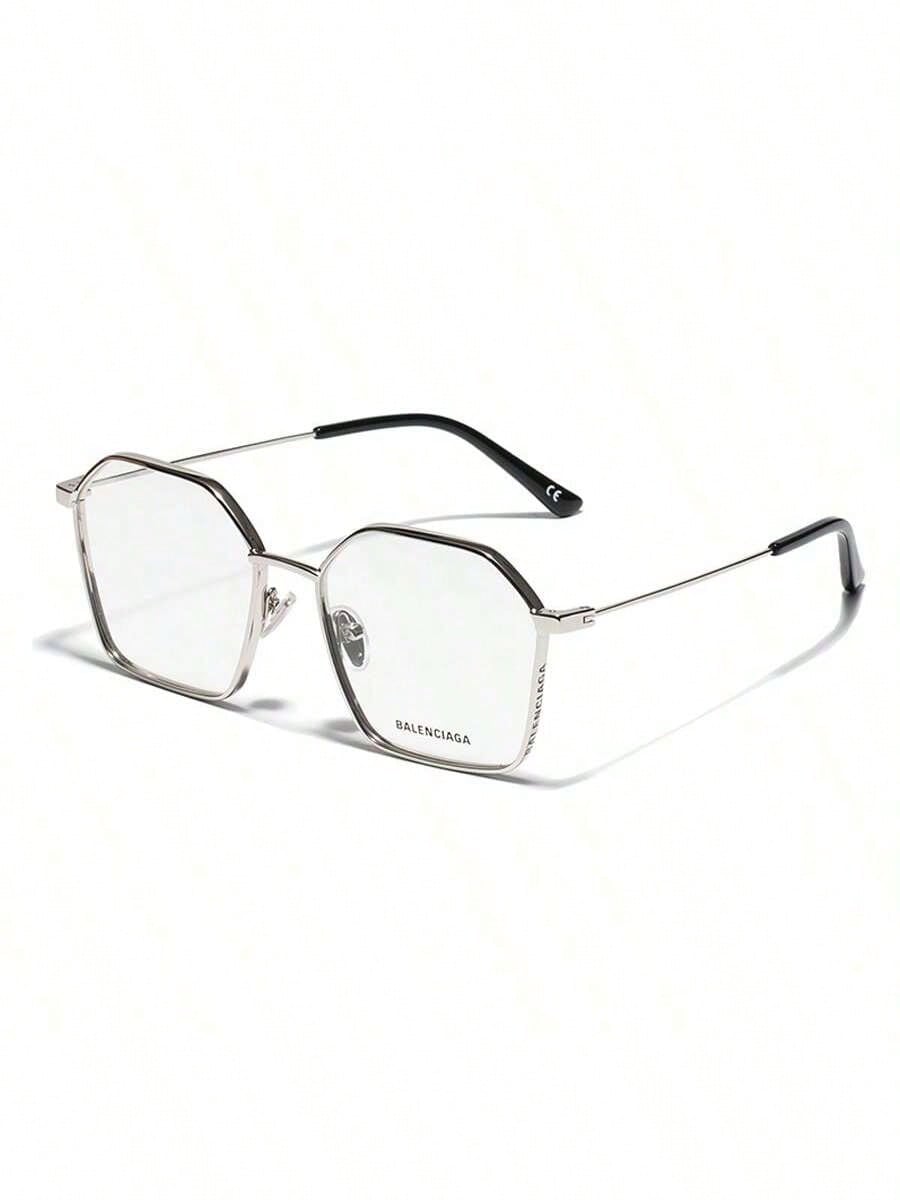 Balenciaga BB0198O Silber Geometrischer Brillenrahmen schwarz