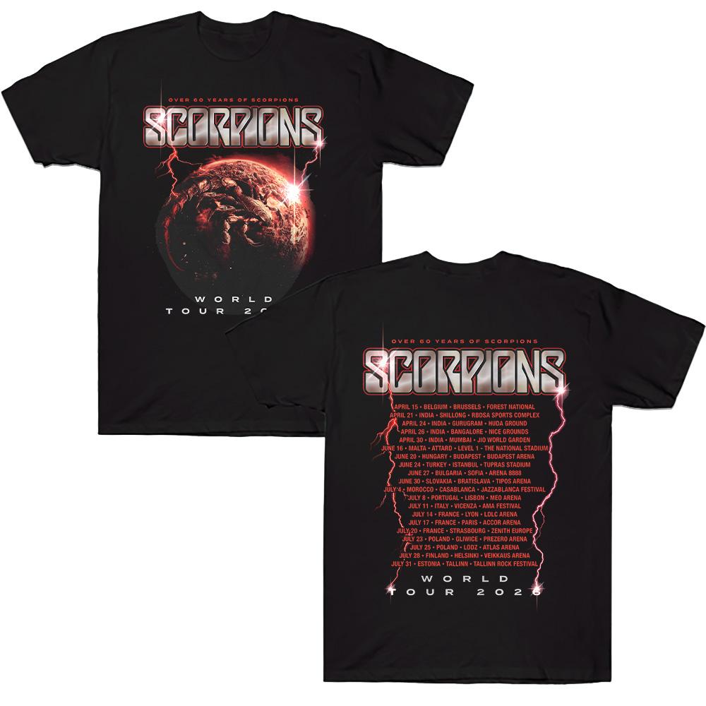 Scorpions Coming Home Tour 2026 T-Shirts Metal Scorpions Baumwoll-T-Shirts Kurzarm Hard Rock Band T-Shirts Rundhals Kleidung Anime T-Shirt M schwarz