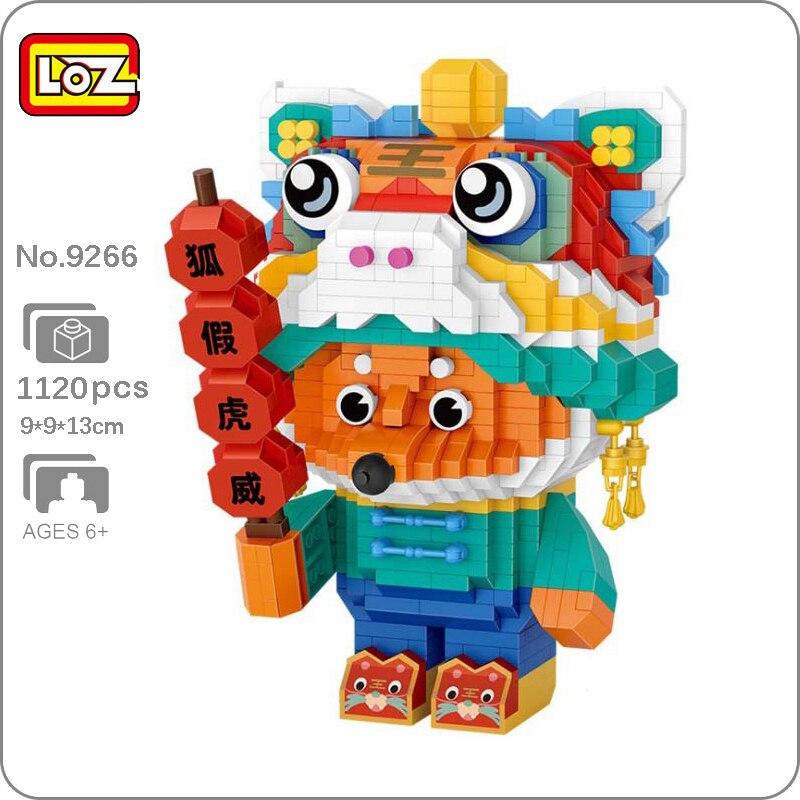 LOZ 9266 Tierwelt Frühlingsfest Fuchs Tiger Hut Schuhe Süßigkeiten Mini Diamant Blöcke Ziegel Gebäude Spielzeug für Kinder Geschenk keine Box
