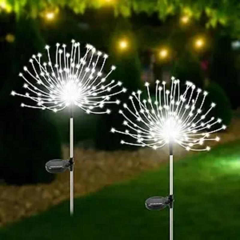 1 Stück Outdoor Solar Pfadlichter Wasserdicht Garten 8 Modi Lichterkette Weihnachten Solarlicht für Outdoor Feiertagsdeko Weihnachtslicht 120Led weiß