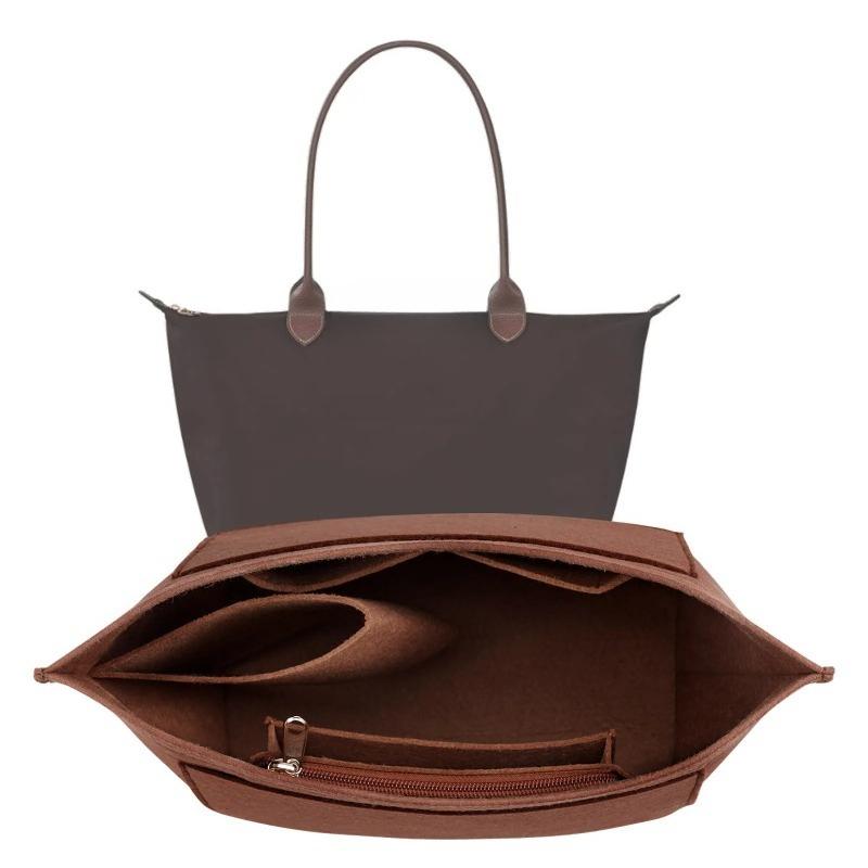 Damen Handtaschen-Organizer-Einsatz Filz Portemonnaie-Organizer Tasche in Tasche Einsatz Multi-Taschen Große Kapazität Tote Liner Organizer für Reisen Tägliche Nutzung Large 28x23.5x17 kaffeebraun