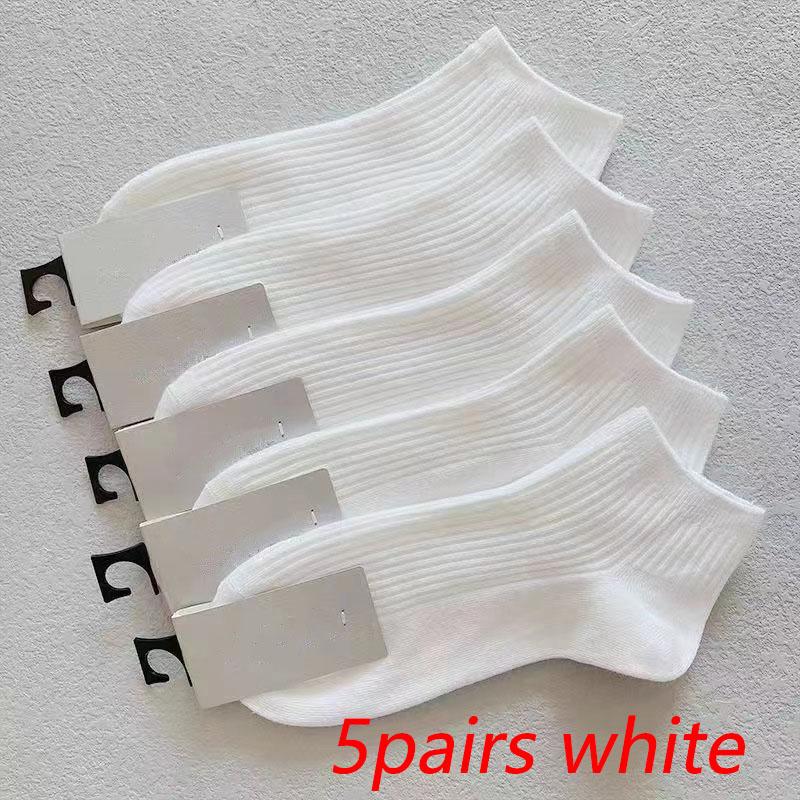5 Paar Socken Unisex Einfarbige Socken Frühling Sommer Weiß Schwarz Kurze Socken Atmungsaktive Socken für Frauen Männer 5 pairs weiß