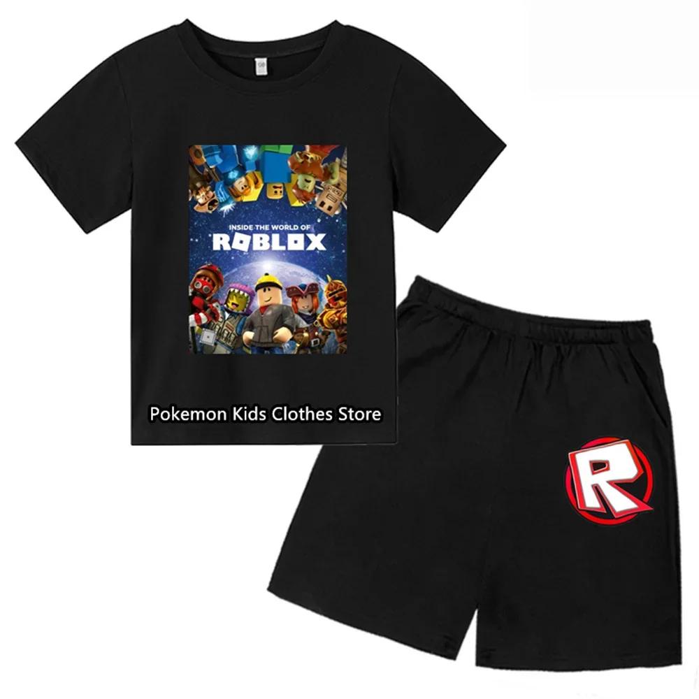2025 MINISO Roblox T-Shirt Kinderkleidung Mädchen Tops Sommer Baby Shorts Sport T-Shirt Jungen Shorts Kinderkleidung Anzug 414 Jahre 110