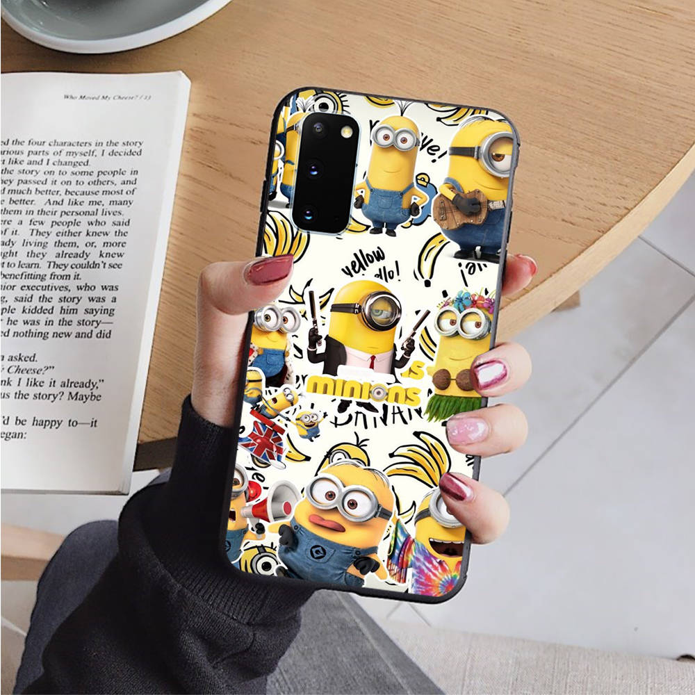AM29 Minions Cartoon Schwarze Hülle für iPhone 16 15 Plus 14 13 12 11 Pro 8 7 6S SE 5S X XR XS Max Realme C30 C33 C31 9I Huawei Y8P Y9 Weiche Hülle Samsung J2 Prime rehbraun