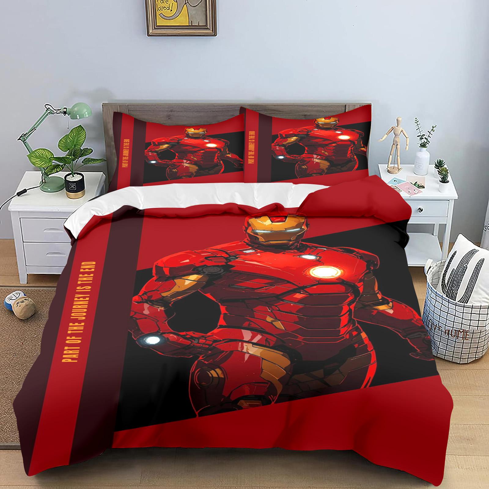 Iron Man Kuromi Bettwäsche-Set für Kinder King Size Luxusbezug 100% Polyester 3-teilig Weihnachtsgeschenke Heimdekoration AU Single(140*210cm)3pcs