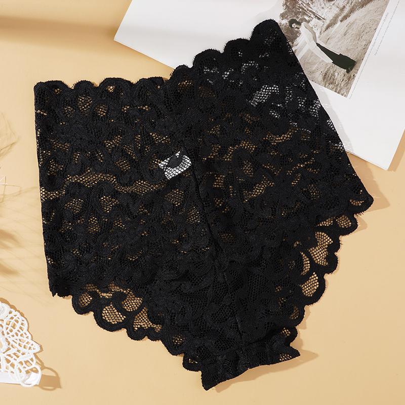 Übergröße Damen Blumen-Spitze Slips Hipster Hohe Taille Unterwäsche Atmungsaktive Slips L schwarz