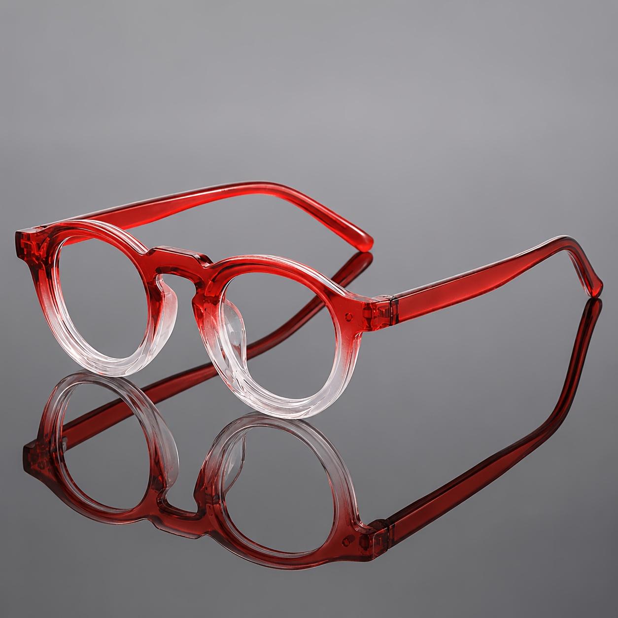 Retro Komfort Herren Kleine Runde Brille Trendig Einfach Damen Elegante Leichte Brille Beliebte Tragbare Lässige Brille rot/weiß