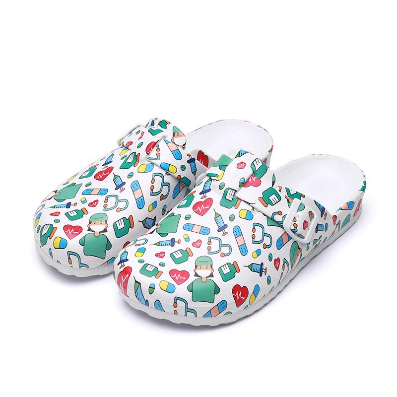 Unisex-Bedruckte OP-Schuhe, leichte Krankenschwester-Clogs, rutschfeste medizinische Hausschuhe 40