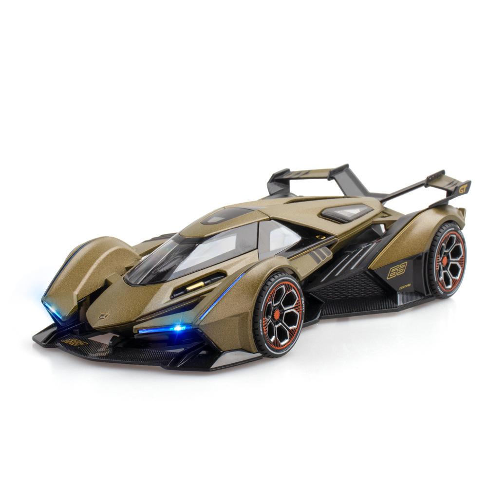 1:22 Skala Lambo Vision Gran Turismo V12 GT Simulation Sprot Auto Legierung Modellauto Modifiziertes Druckgussspielzeug Licht und Ton Kindergeschenk 1/22-20.5x9.5x4.5cm grün