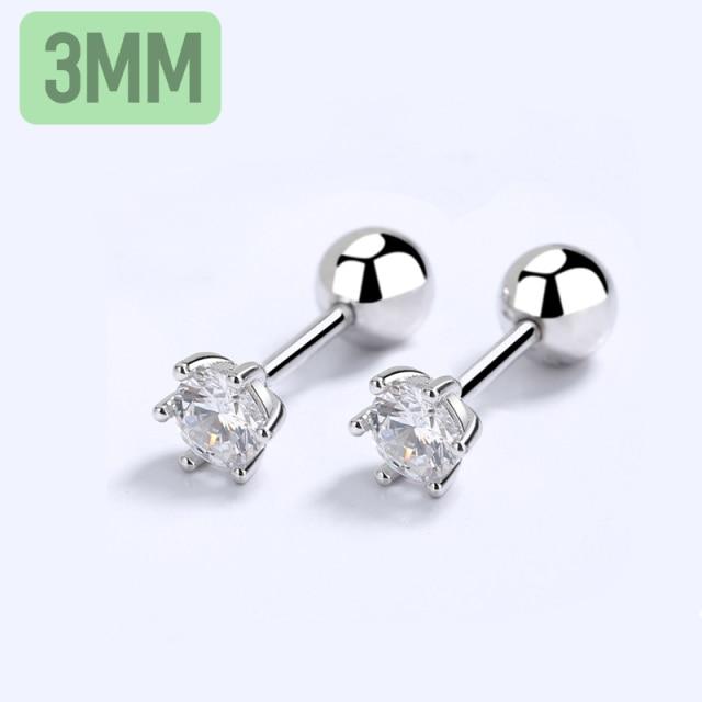 Echt 925 Sterling Silber Mode Sechs Klaue 3 /4 /5 /6 /8mm Cz Schraube Stud Ohrringe Für Frauen Hochzeit Edlen Schmuck