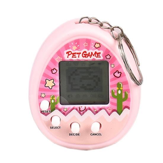 Elektronisches Haustier Schlüsselanhänger Spielzeug Mini Digital Haustier Maschine Handheld Schlüsselanhänger Halter Rucksack Spielkonsole Anhänger Kinder rosa