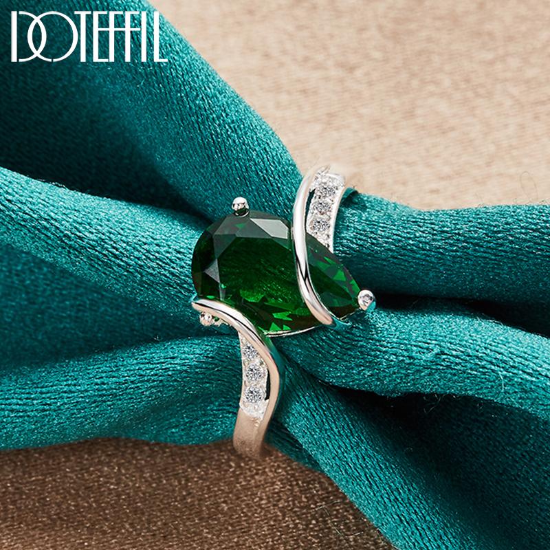 Ring aus 925er-Sterlingsilber, grüner AAA-Zirkon, Modeschmuck 10#