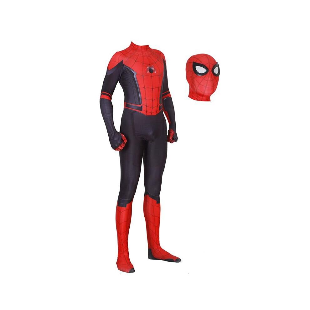 (Overall+Kopfbedeckung, L(Empfohlene Größe 140-150 cm)) Peter Parker Spiderman-Bodysuit für Erwachsene und Kinder, Far From Home, Cos-Kostüm, Spiderman black