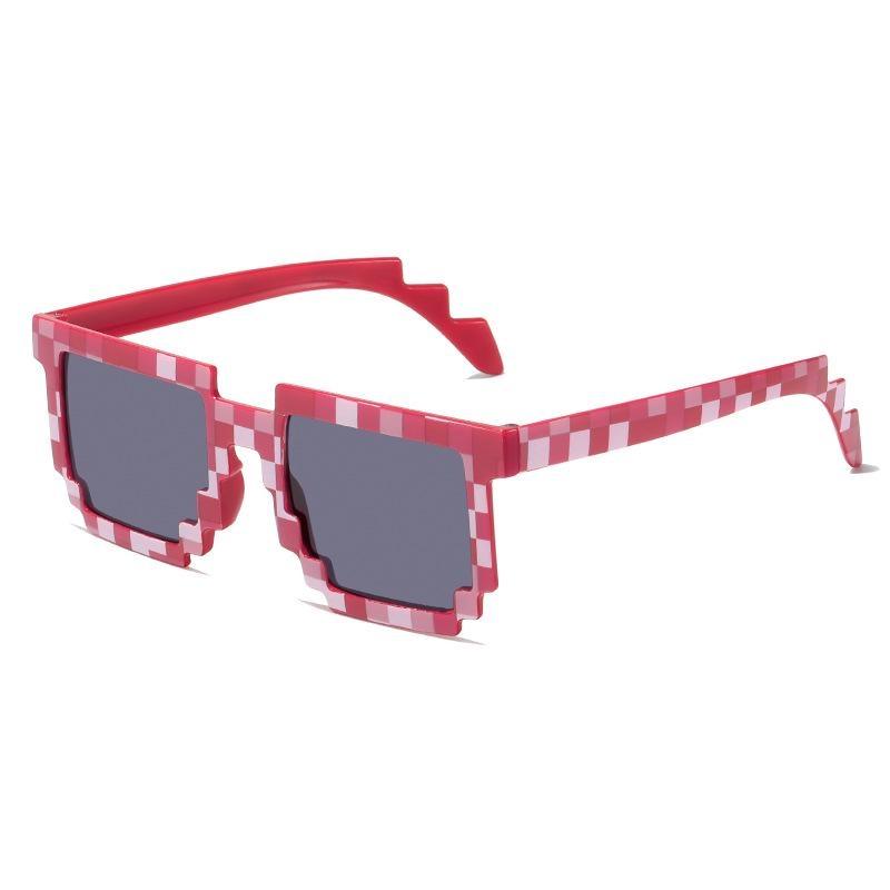 Cartoon Vintage Brille Neuheit Mosaik Cosplay Brille Unisex Pixel Sonnenbrille Trendy Lustige Erwachsene Kinder Sonnenbrille Geschenke rot