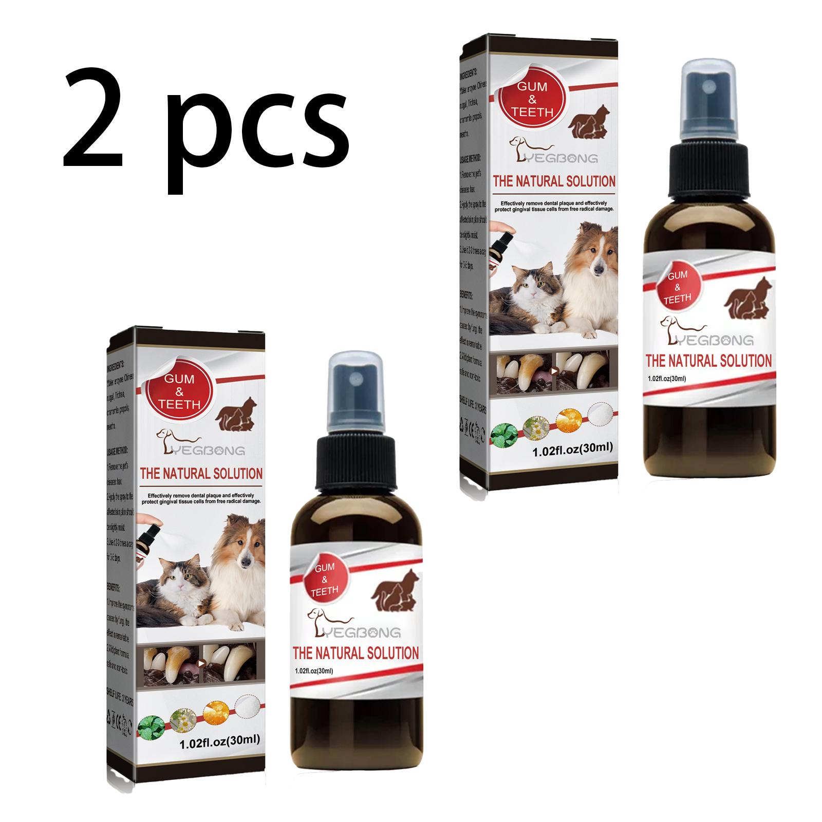 Yegbong Haustier-Zahnreinigungsspray, Zahnreiniger und Deodorant für Katzen und Hunde, Entfernt Mundgeruch und Erfrischt den Atem von Katzen und Hunden, 30 ml/Box gray