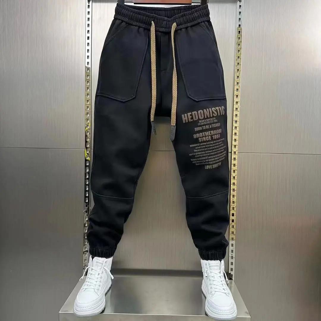 Frühling und Herbst Herren Casual Cargo Pants Hose Baggy Sweatpants Gym Jogger Hip Hop Streetwear Y2k Man Pants Hose XXXXL schwarz