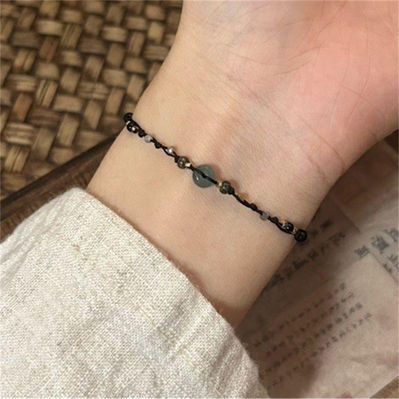 Retro Chinesischen Stil Verstellbare Handgemachte Geflochtene Schnur Armband Perlen Charme Armband Armreif Mode Paar Armband Schmuck