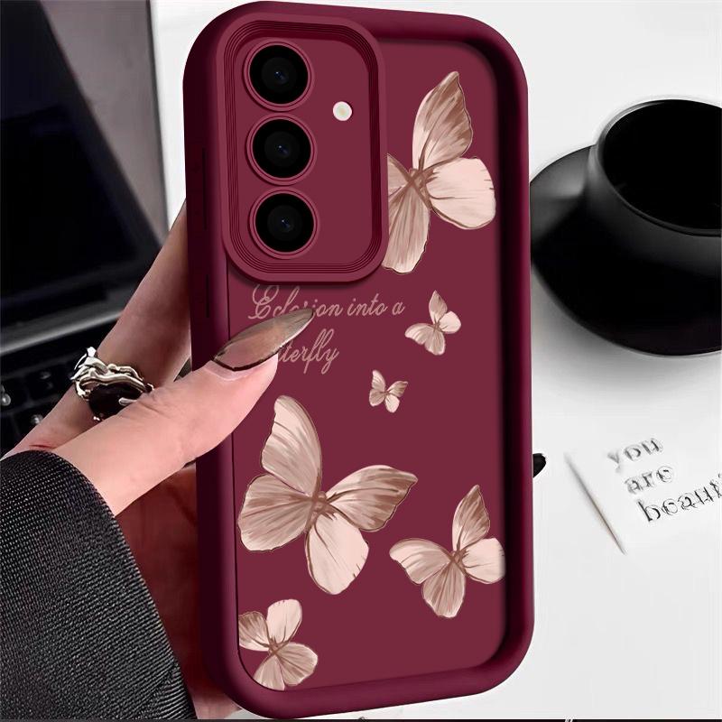 Gold Schmetterling Weiche TPU Hülle Für Samsung Galaxy A55 A54 A15 A14 A16 A35 A53 A25 5G S25 S24 S23 S22 Ultra Plus S23 FE Handyhülle For Samsung S24