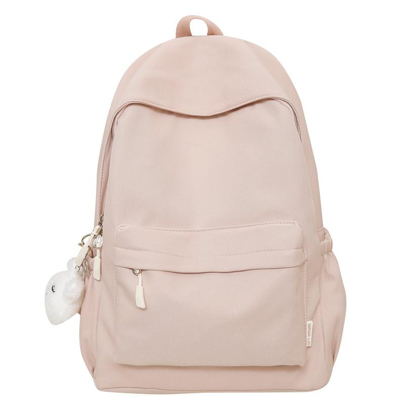 Einfarbiger Damen-Rucksack für Studenten, Schultasche, Campus-Klassen-Rucksack rosa