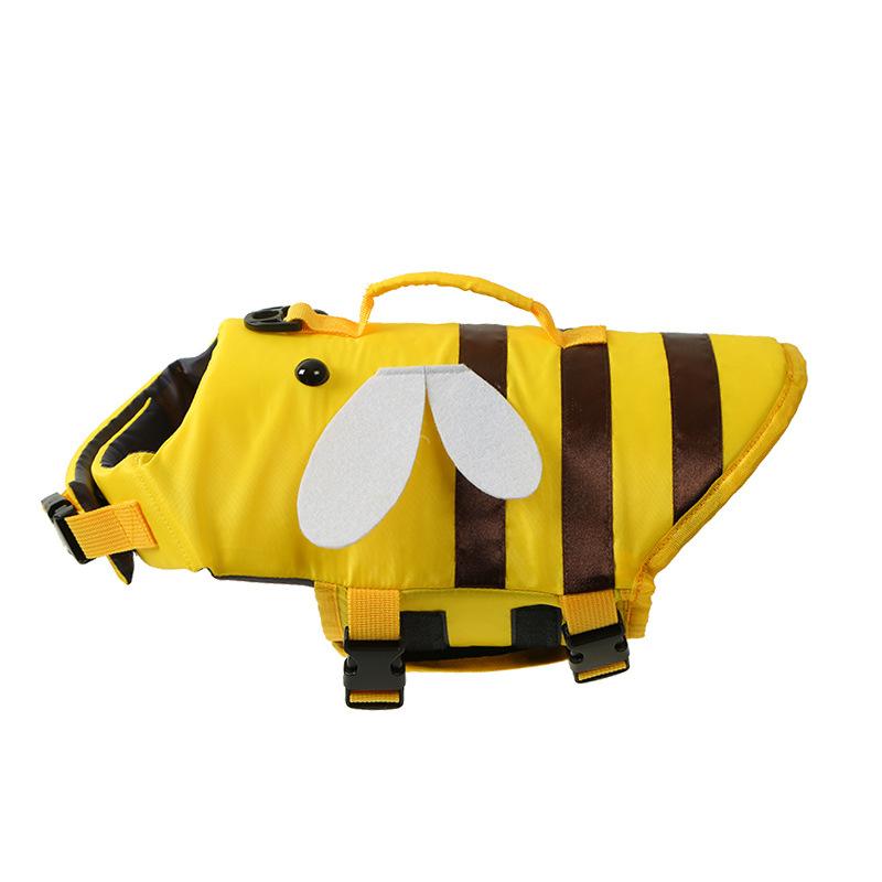 Premium Jacke Hohe Qualität Haustier Hund Schwimmweste Weste Kleidung Schwimmweste Halsband Geschirr Haustier Hund Schwimmen Sommer Schwimmkleidung Kleidung Kleine Biene Haustier Leben S
