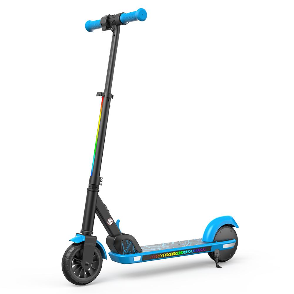 K4 Kinder Elektroroller 130W 2,6Ah 6'' Räder Bluetooth Lautsprecher Faltbar & Höhenverstellbar 3 Geschwindigkeiten 7-8KM Reichweite Elektroroller für Kinder blau