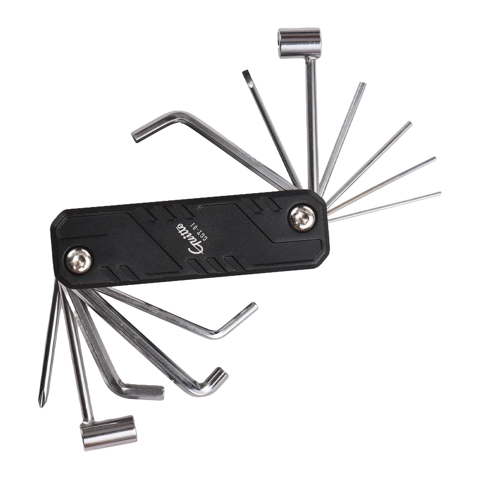 12 In 1 Gitarre Werkzeug Set Multi-Funktion Tragbare Gitarre Wartung Werkzeug Aluminium Legierung Gitarre schwarz