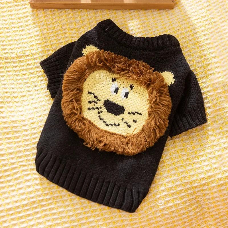 Hunde-Herbst- und Winterpullover Niedliche Hunde Dicke Warme Pullover Teddybären Katzen Gestrickte Haustierkleidung Hundekleidung für Kleine Hunde XL brown
