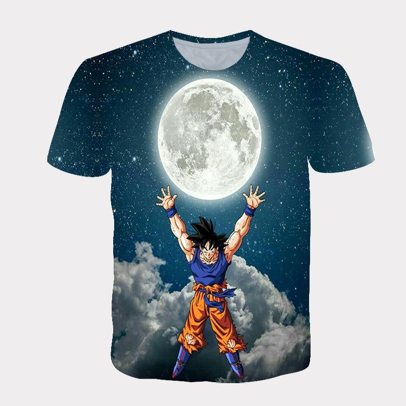 Sommer Herren T-Shirt mit 3D-Dragon Ball-Print, kurzärmlig, Rundhalsausschnitt, Kinderkleidung S black