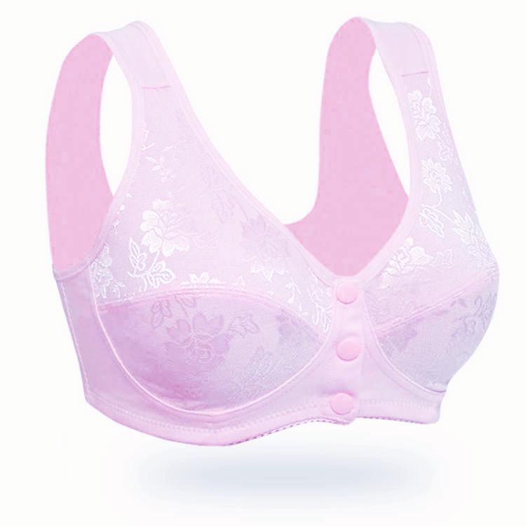 Baumwoll-BHs mit vorderer Schnalle, Damen-Dessous, vorne geschlossener BH, Freizeit, bequeme Unterwäsche 80B rosa