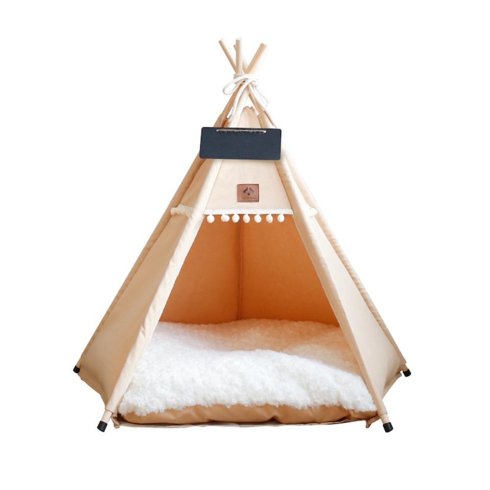 Waschbares Katzen-Tipi-Zelt mit dickem Kissen Haustierzelt Hundezwinger Hundezeltbett Haustierbedarf M khaki