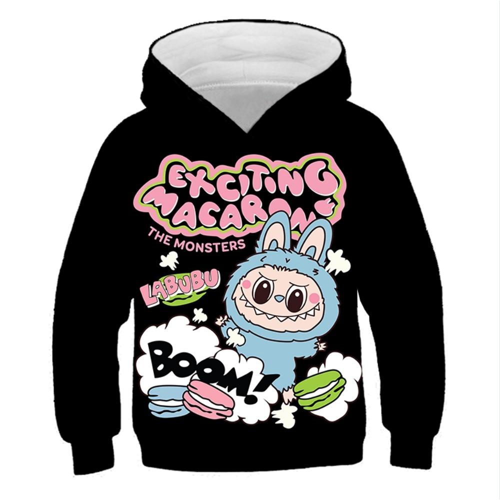 Heiß verkaufter Artikel LABUBU 3D-gedruckter Kinder-Hoodie Herbst und Winter Jungen Mädchen Langarm-Pullover Kinderbekleidung 120