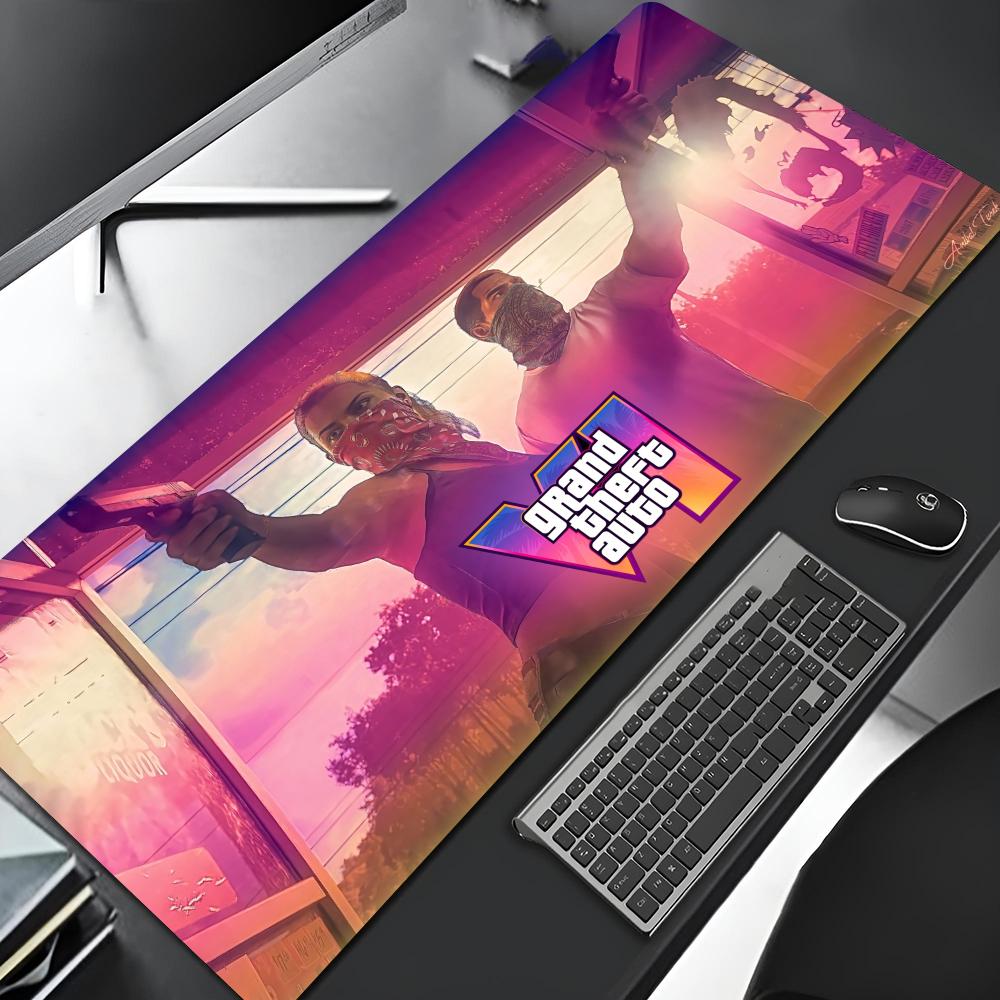 Rockstar Gta Grand Theft Auto Mauspads Cartoon Lockedge Großes Gaming Pad Computer Gamer Tastaturmatte Schreibtisch Mauspads PC Schreibtisch Pa 40x90x0.2cm