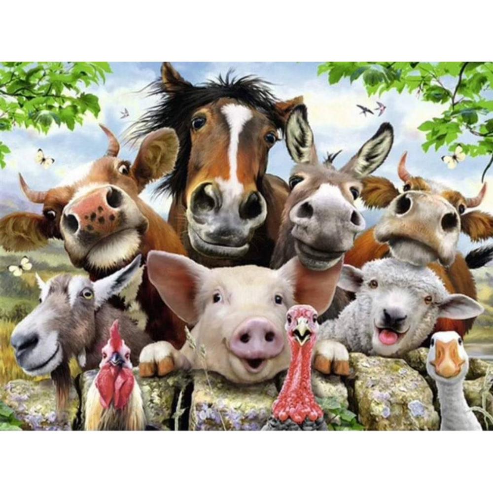 Diamantmalerei Diamantstickerei Tiere Familie Diamantmosaik Tiere Kreuzstich Handarbeiten Strass Bilder 20X30CM