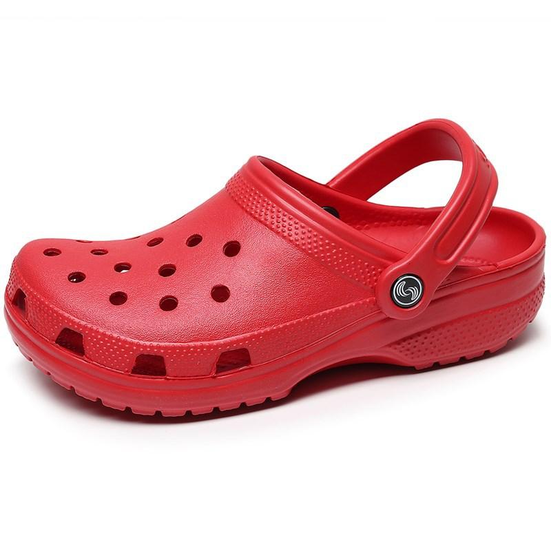 2023 neue Sommer frauen Strand Hohl Sandalen und Hausschuhe männer Flache Unterseite Outdoor Waten Sandalen 39-40 rot