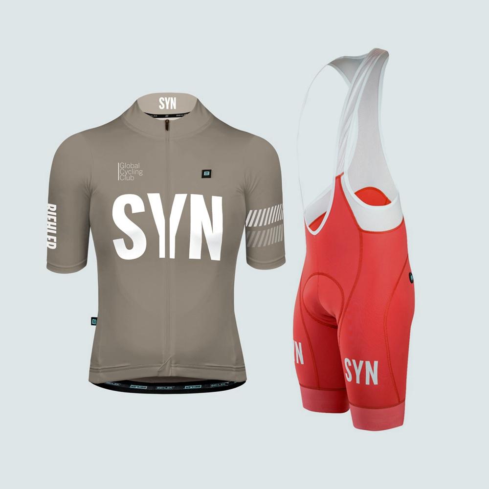 Club Summer 4-farbiges Team Road 2025 Radsportanzug-Set, Kurzarmtrikot und Trägerhose, Team Pro Race Fahrradbekleidung, MTB-Kleidung S