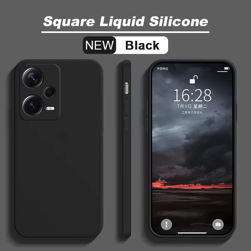 Redmi Note 12 Pro Hülle Quadratische Flüssigsilikon Handyhüllen für Xiaomi Redmi Note 12 Pro Plus Note 12S 4G Note12 5G Redmi 12 4G Soft Cover Redmi Note 12S 4G schwarz