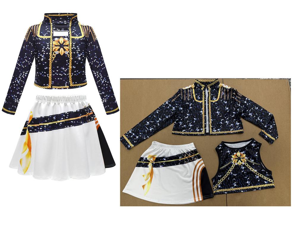 Kinder Mädchen Kpop Dämonenjäger Cosplay Rumi Zoey Mira Cosplay Kostüm Set 3D Druck Kind Bühnenauftritt Kleidung Halloween Party 120 black