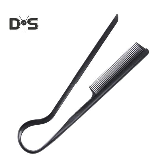 V-förmiger Haarglätterkamm, zusammenklappbar, für den Heimsalon, Frauen, Haarglätter, Entwirrungskamm, Bürste, tragbares Haar, Friseur-Styling-Werkzeug schwarz