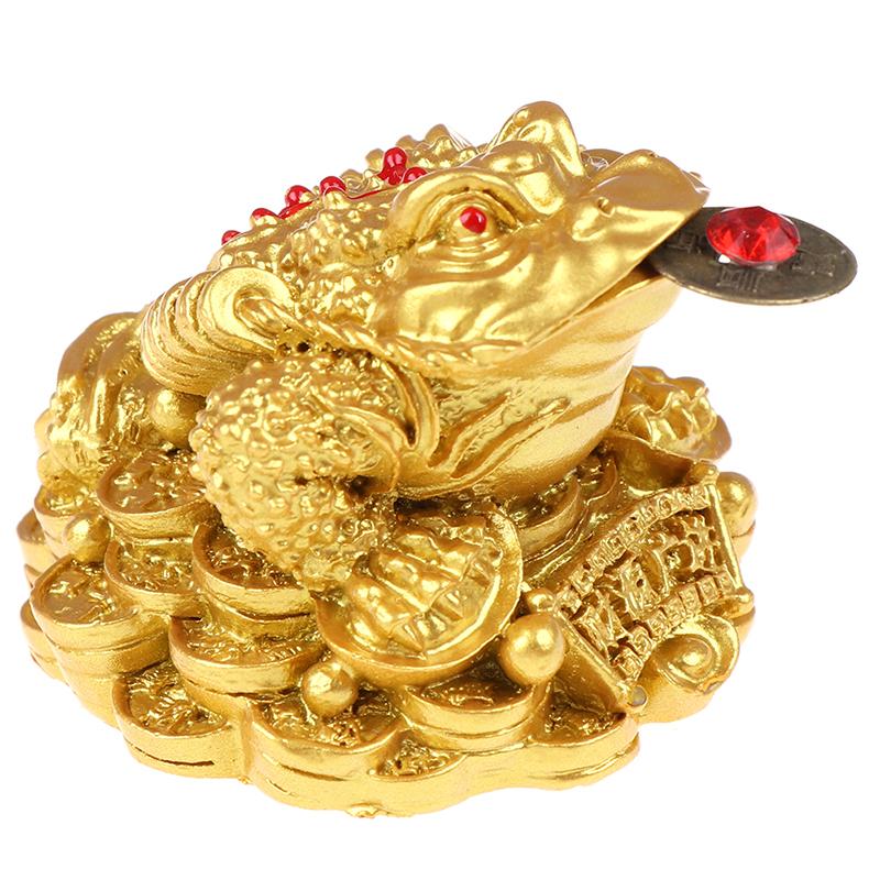 Feng Shui Kröte Geld GLÜCK Glück Reichtum Chinesische Goldene Frosch Kröte Münze Home Büro Dekoration Glück Geschenke Tisch Ornamente
