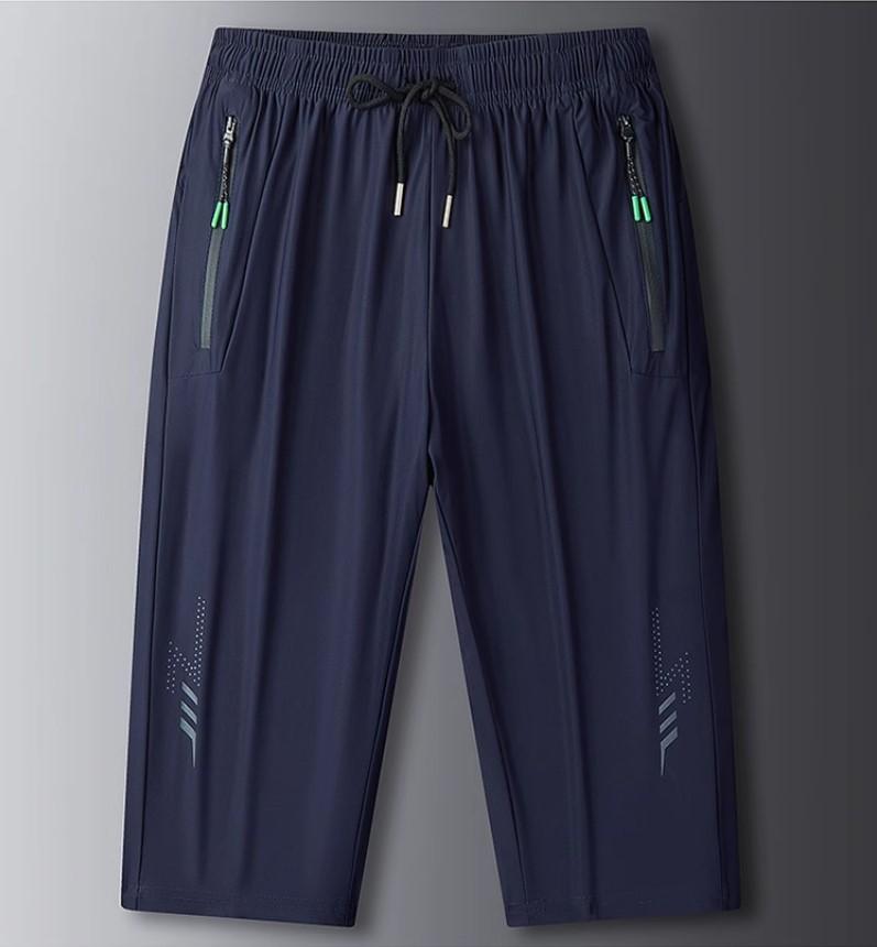 Sommer Jogginghose Herren Freizeithose Eisseide Dünne Einfarbige Cropped Pants Fashion Hip Hop Street Jogginghose Lose Hose 8XL dunkelblaue