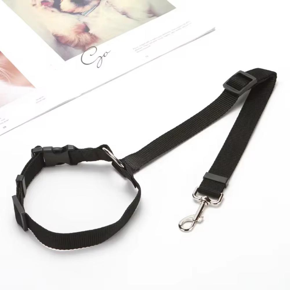 Einfarbiger Zwei-in-Eins-Sicherheitsgurt für Haustiere im Auto, Nylon-Leine, Sicherheitsgurt für den Rücksitz, verstellbares Hundegeschirr, Halsband, Haustierzubehör schwarz