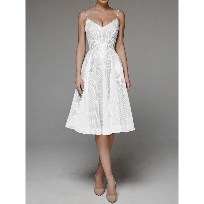 Sommer Damen Neckholder Kleid lang sexy bestickt ärmellose Kleider Abendkleider 3XL weiß