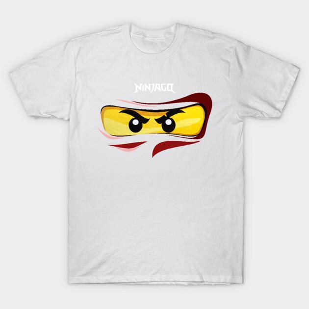 Asiatische Größe Herren Schwarz Print T-Shirt Ninjago Augen Roter Ninja Fanart Fanmade No-Cut Thermotransferdruck Baumwoll T-Shirt 3XL (86-92kg) weiß