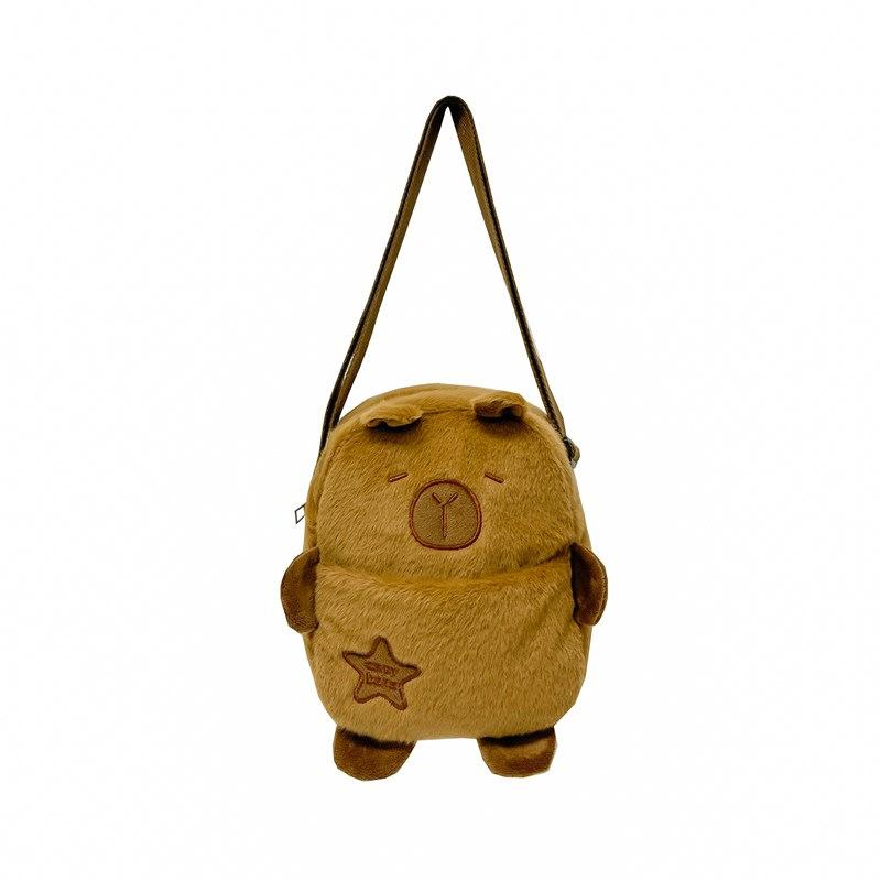 Kawaii Capybara Plüsch Umhängetasche Tägliche All-in-One Aufbewahrung Niedliche Cartoon Weiche Brusttasche Handytasche Wintergeschenke für Studenten